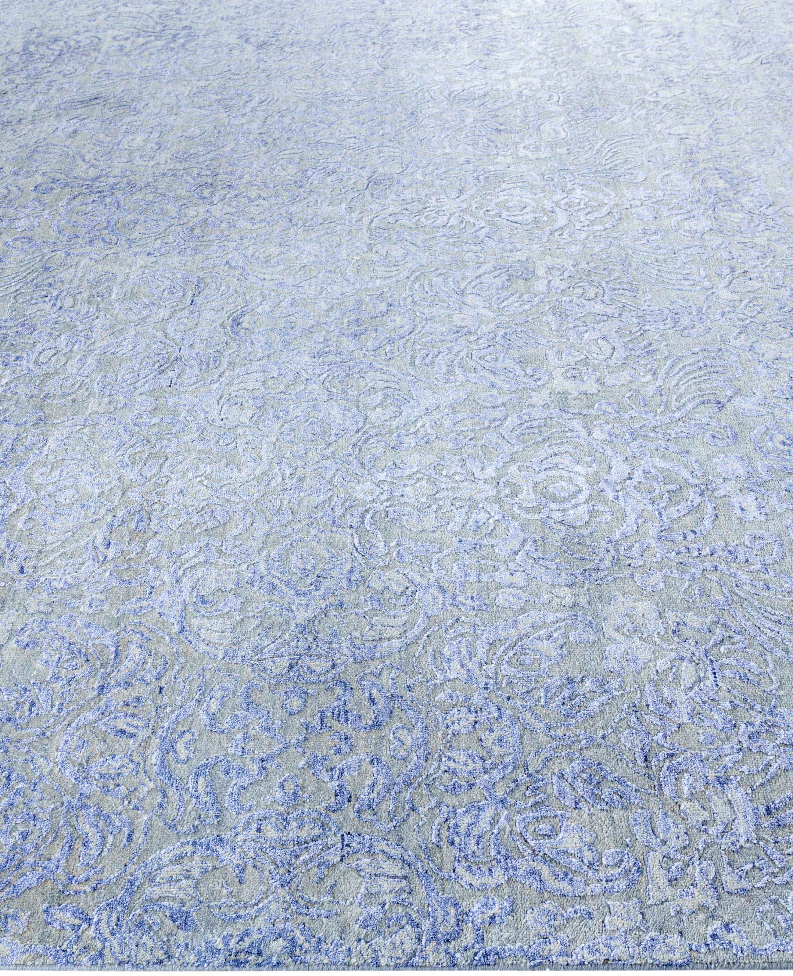 Noué à la main Tapis traditionnel beige noué à la main en laine et soie 9' 1