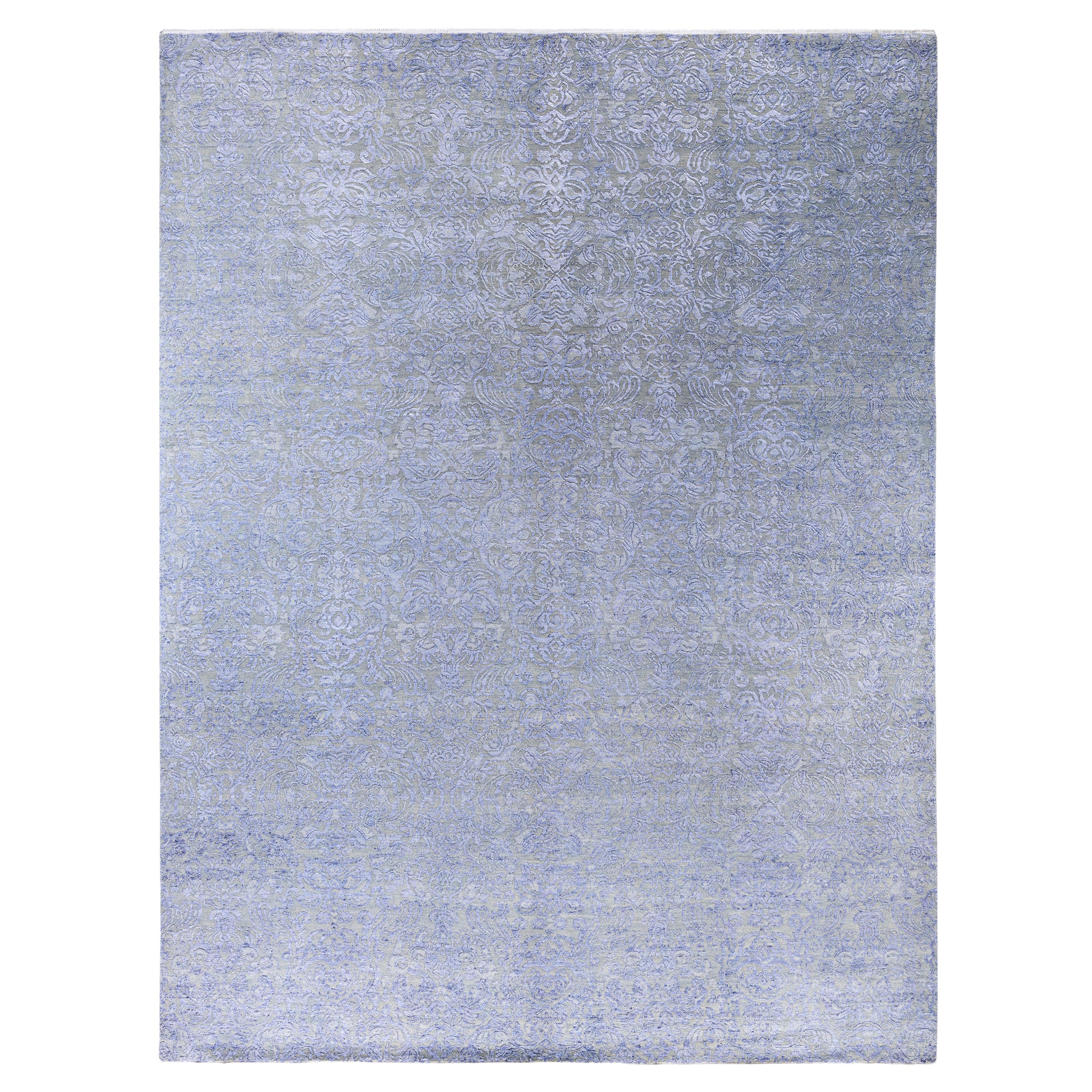 Tapis traditionnel beige noué à la main en laine et soie 9' 1" x 12' 0"