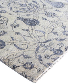 Traditional Floral Wool, Silk Hand Knotted Beige Area Rug 9' 3" x 12' 5"