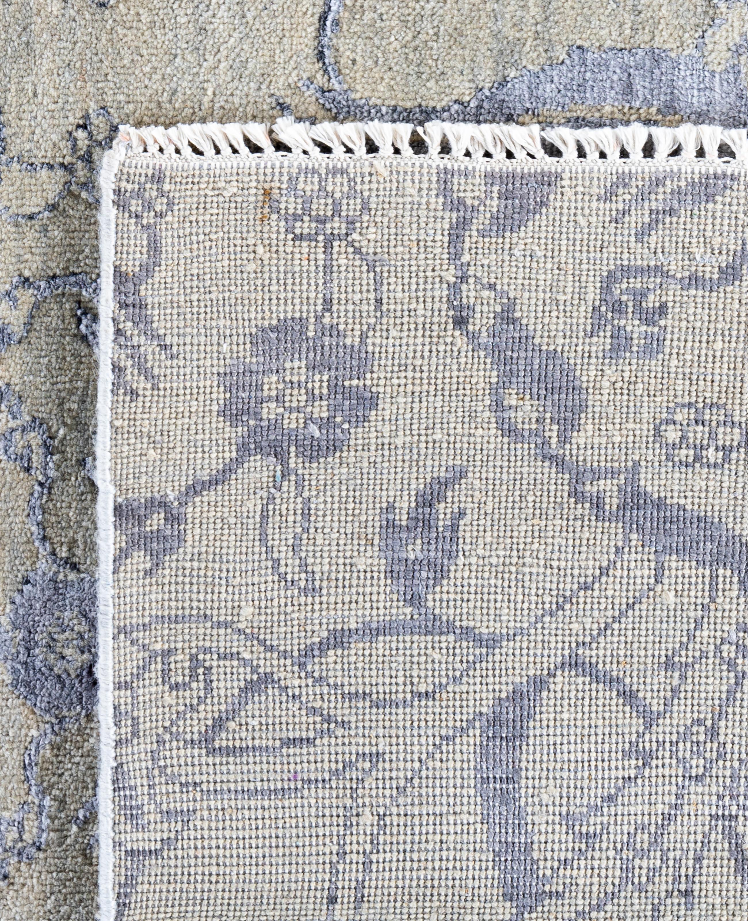 Traditional Floral Wool, Silk Hand Knotted Beige Area Rug 9' 3