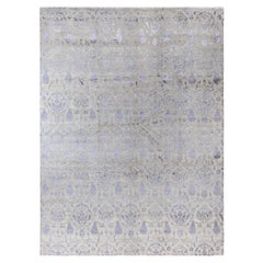 Traditioneller handgeknüpfter Teppich aus Wolle und Seide in Beige mit Blumenmuster 9' 3" x 12' 5"