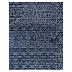 Traditional Floral Wool, Silk Hand Knotted Black Area Rug 8' 2" x 10' 2"