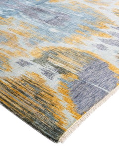 Traditional Floral Wool, Silk Hand Knotted Blue Area Rug 8' 1" x 10' 1"