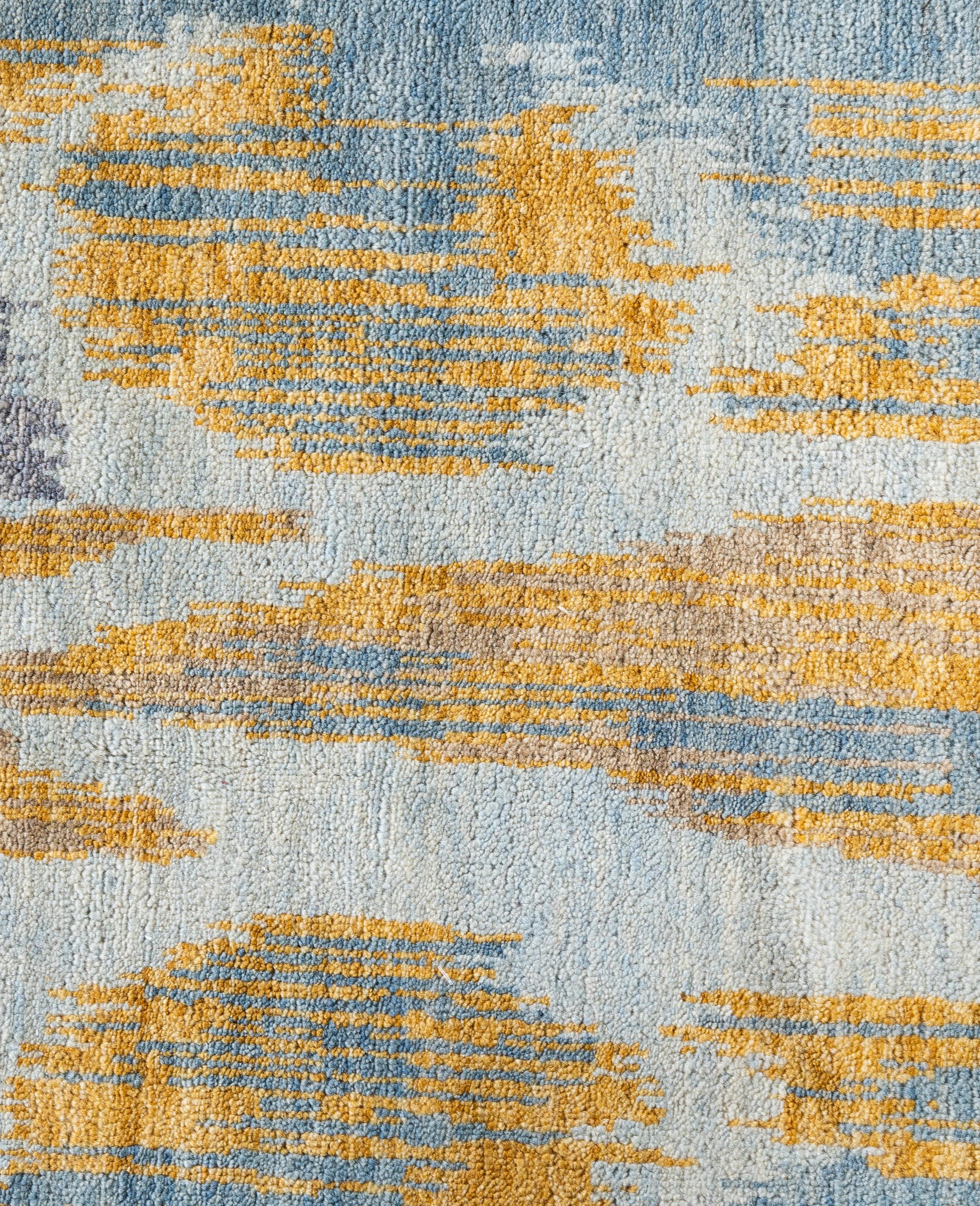 Indien Traditional Floral Wool, Silk Hand Knotted Blue Area Rug 8' 1