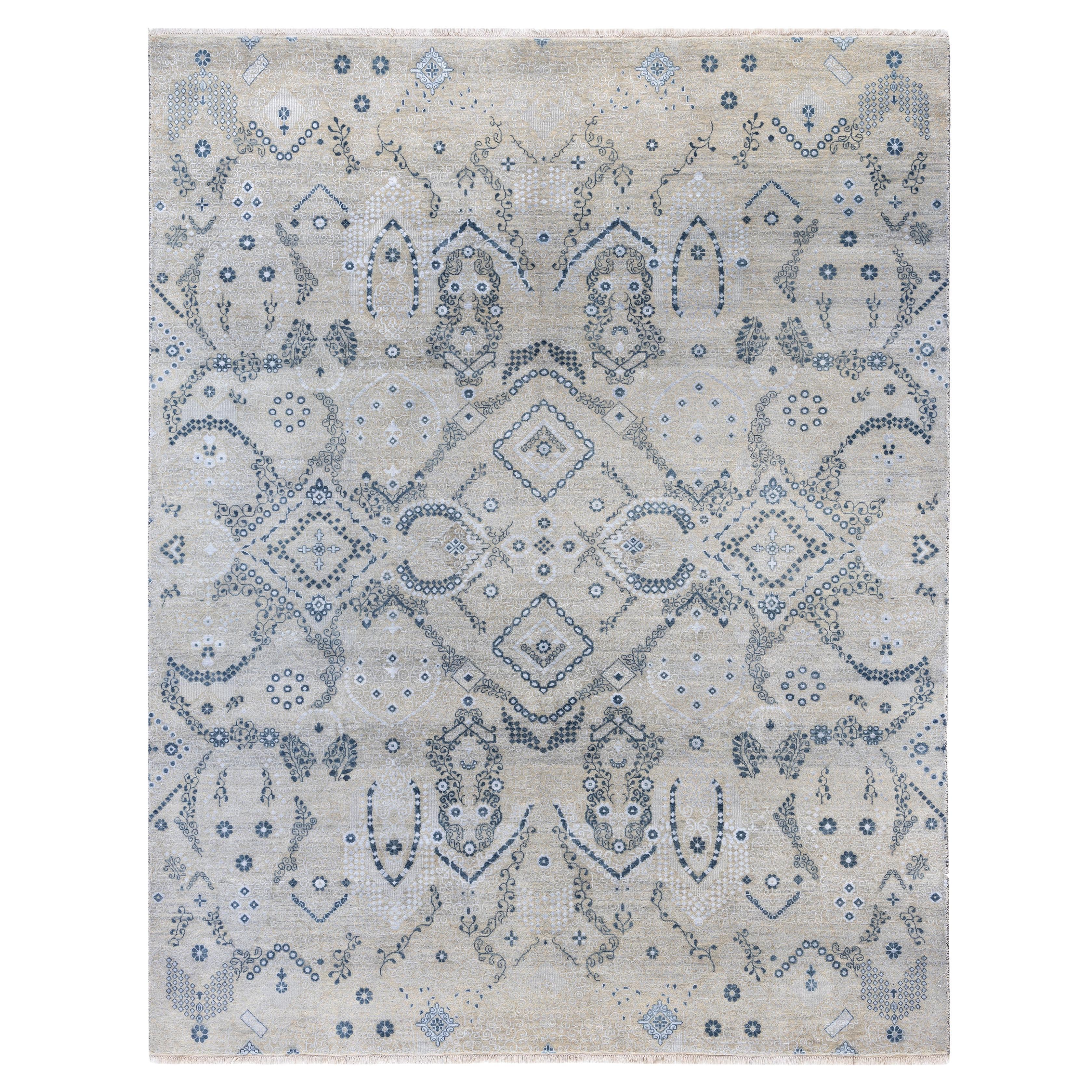 Traditional Floral Wool, Silk Hand Knotted Brown Area Rug 8' 1" x 10' 2"