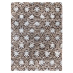 Traditional Floral Wool, Silk Hand Knotted Brown Area Rug 9' 1" x 11' 10"