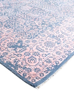 Traditioneller handgeknüpfter grauer Teppich aus Wolle und Seide mit Blumenmuster 8' 0" x 10' 0"