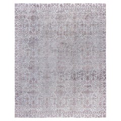 Tapis traditionnel floral en laine et soie, noué à la main, de couleur grise 8' 0" x 10' 1".