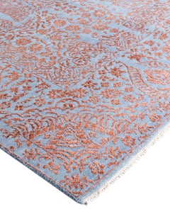 Traditioneller handgeknüpfter grauer Teppich aus Wolle und Seide mit Blumenmuster 8' 0" x 10' 3"