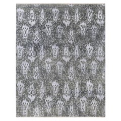 Alfombra Tradicional Floral de Lana y Seda Anudada a Mano, Gris 8' 1" x 10' 2