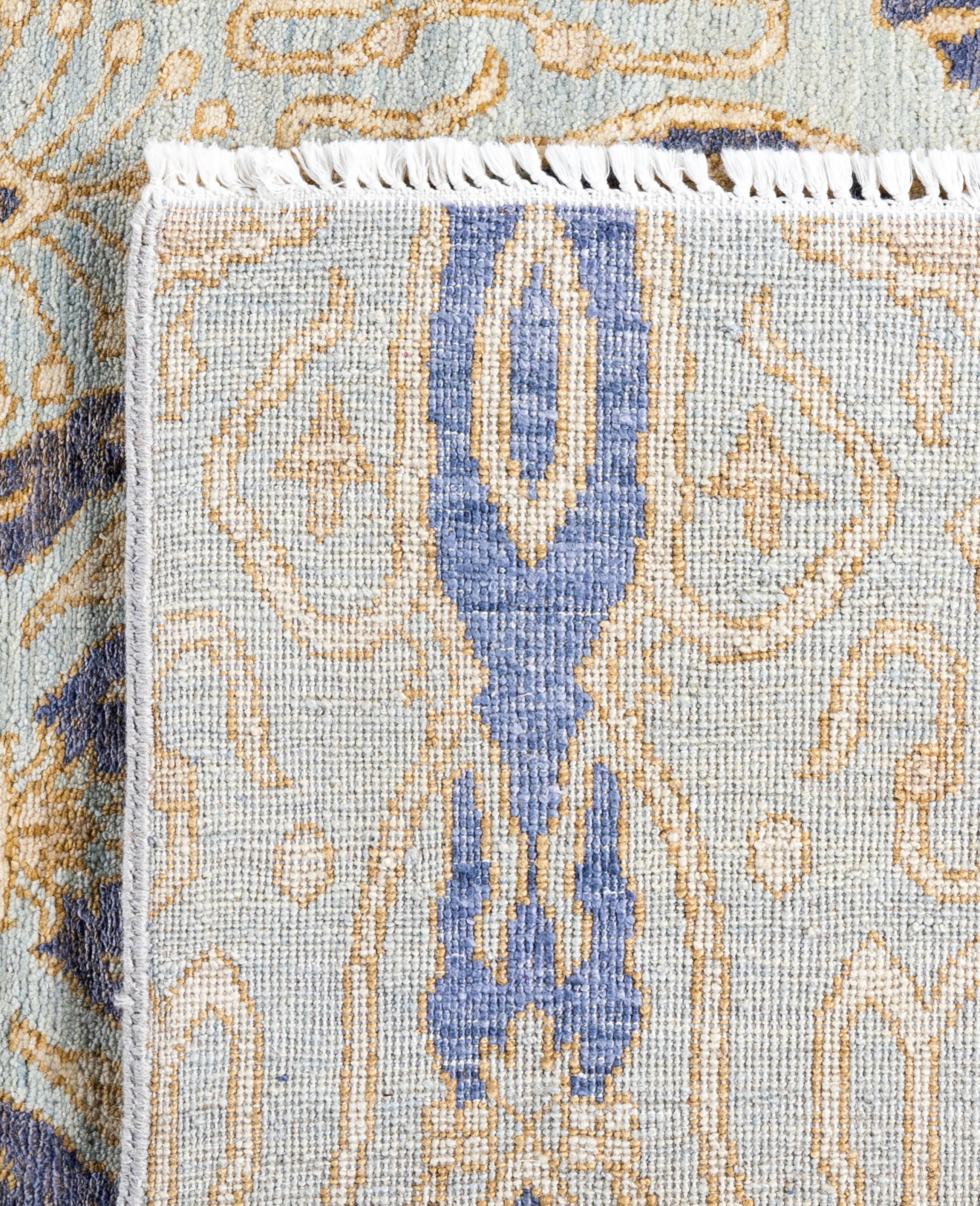 Traditional Floral Wool, Silk Hand Knotted Gray Area Rug 8' 1