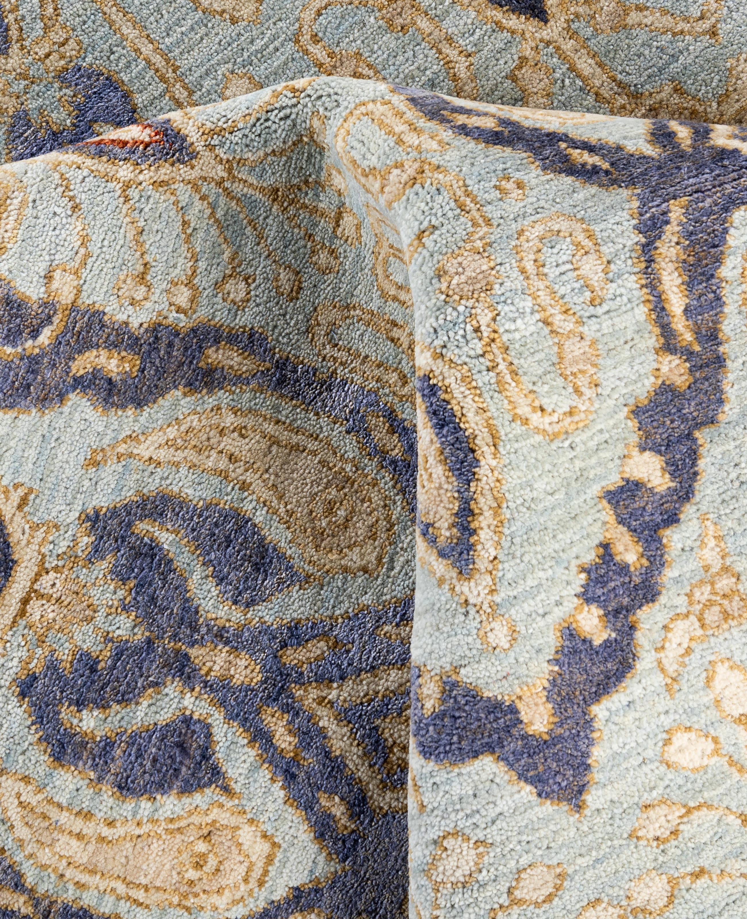 Laine Traditional Floral Wool, Silk Hand Knotted Gray Area Rug 8' 1