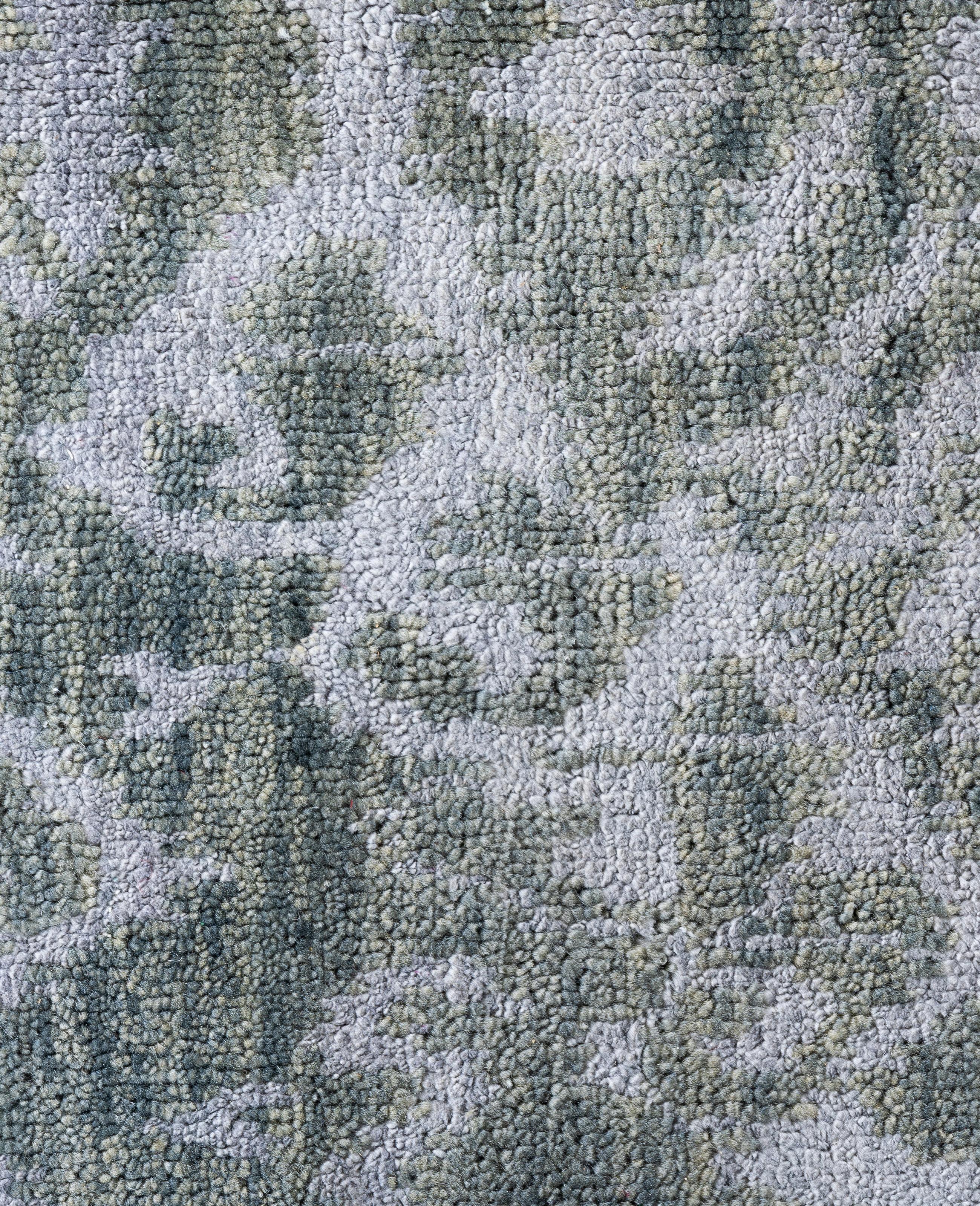 Alfombra Tradicional Floral de Lana y Seda, Anudada a Mano, Gris 8' 10