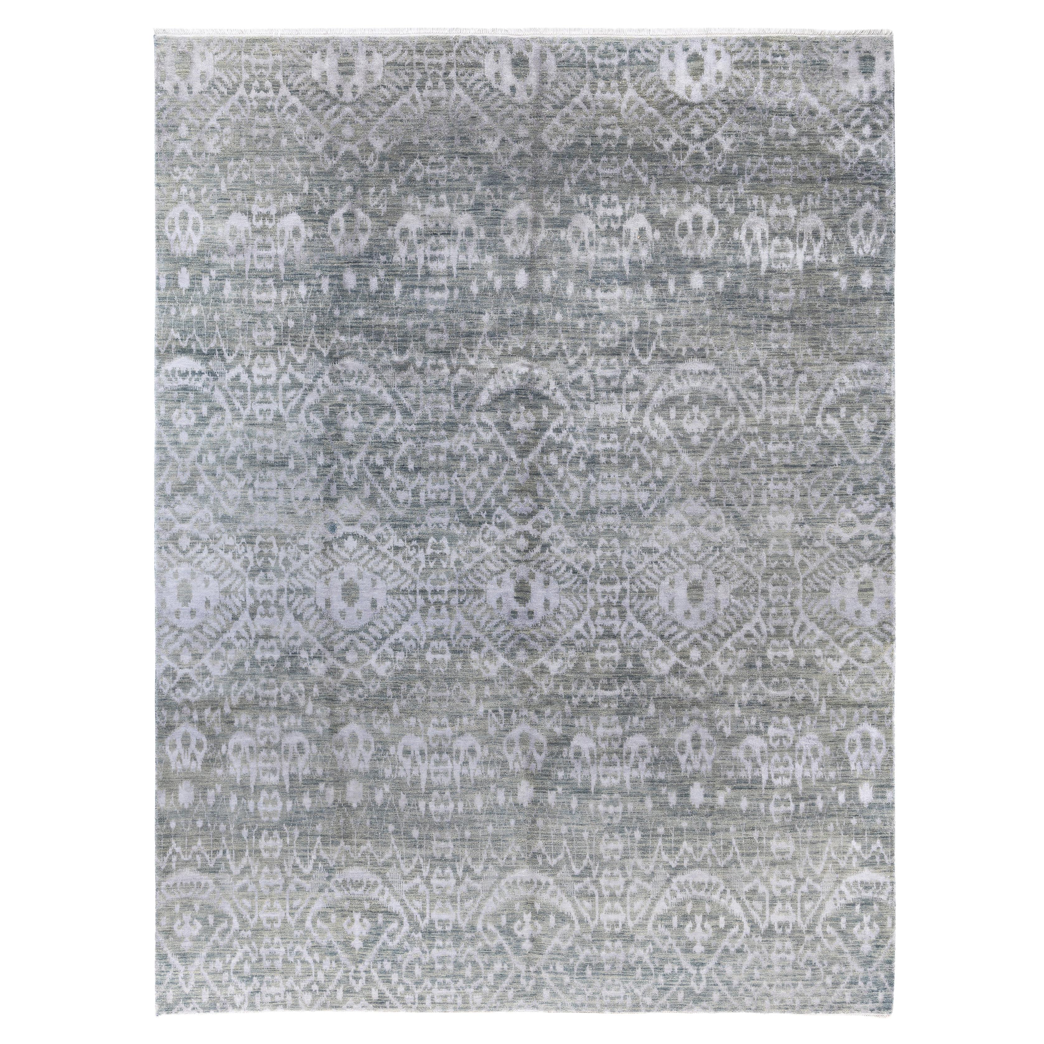 Traditional Floral Wool, Silk Hand Knotted Gray Area Rug 8' 10" x 11' 10"