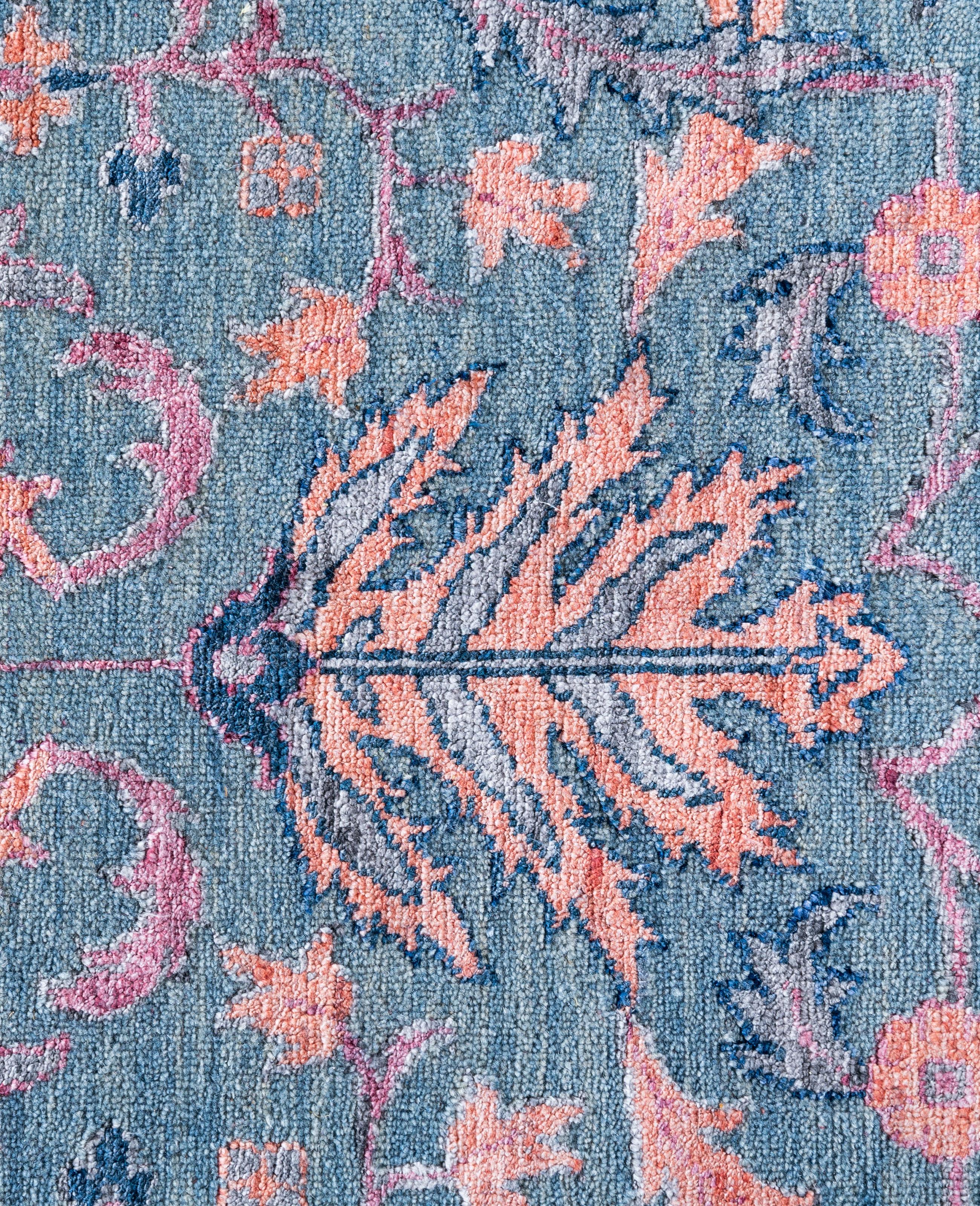 Alfombra Tradicional Floral de Lana y Seda Anudada a Mano Gris 2 x 3 cm Indio en venta