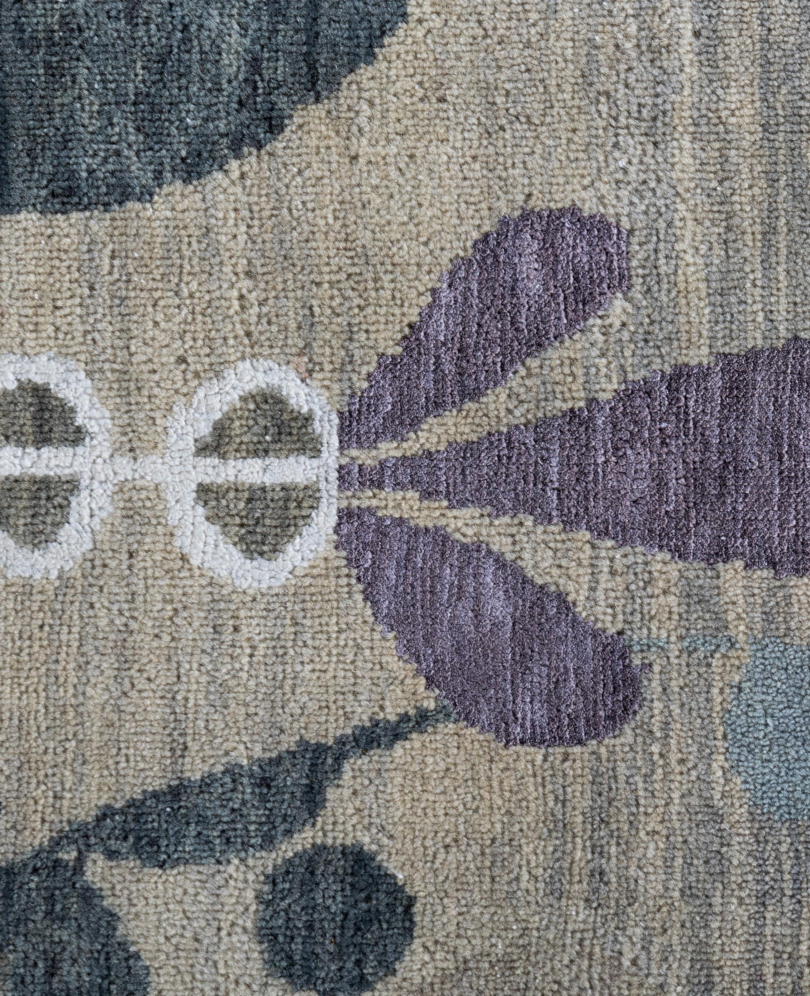 Indiano Traditional Floral Wool, Silk Hand Knotted Gray Area Rugs 9' 0