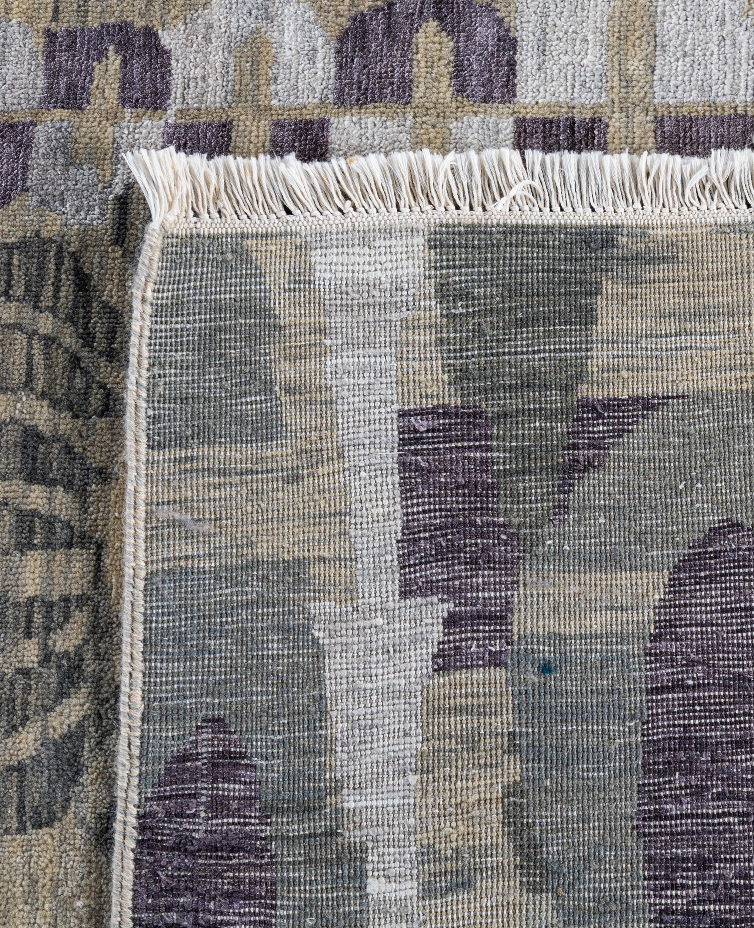 Traditional Floral Wool, Silk Hand Knotted Gray Area Rugs 9' 0