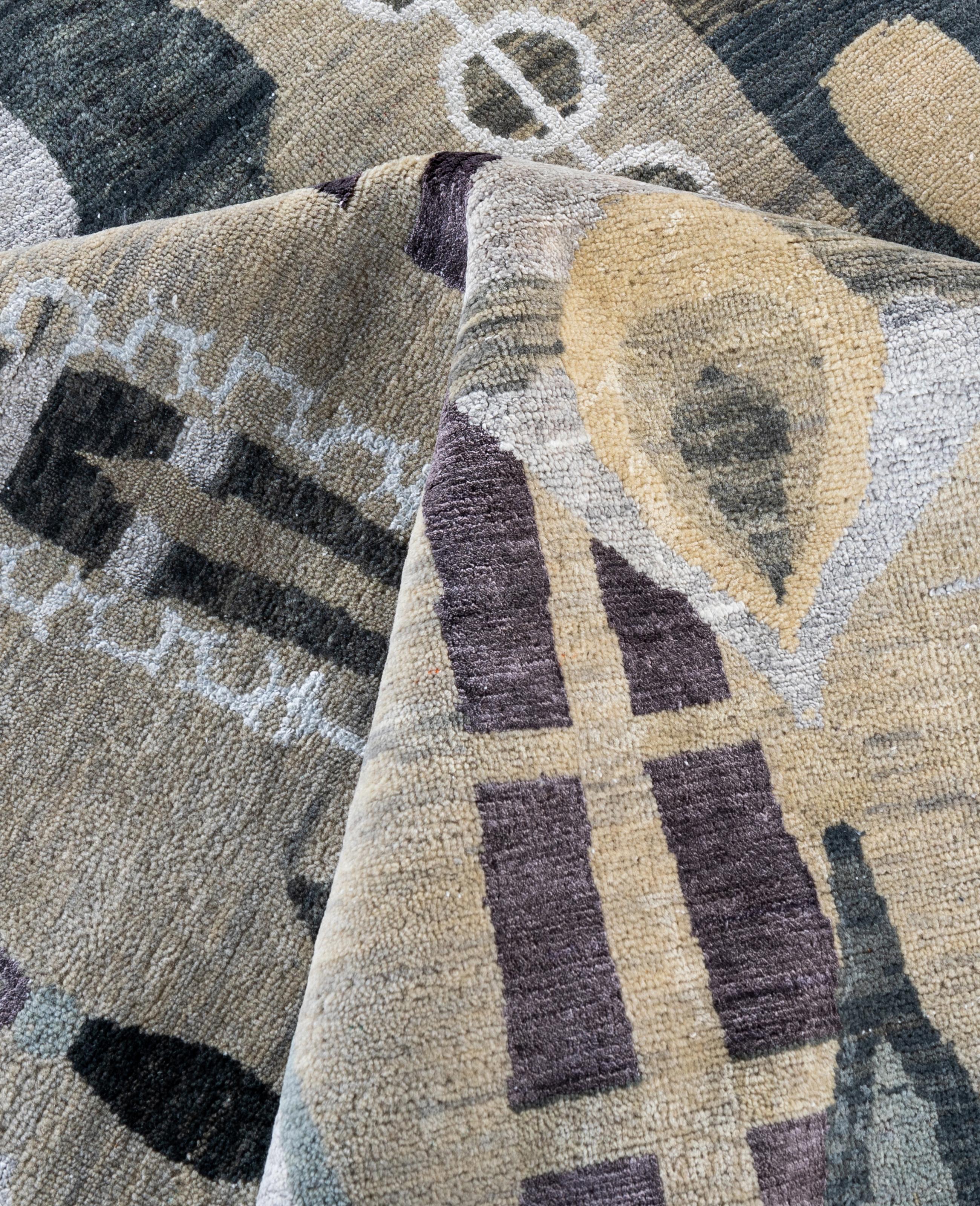 Lana Traditional Floral Wool, Silk Hand Knotted Gray Area Rugs 9' 0