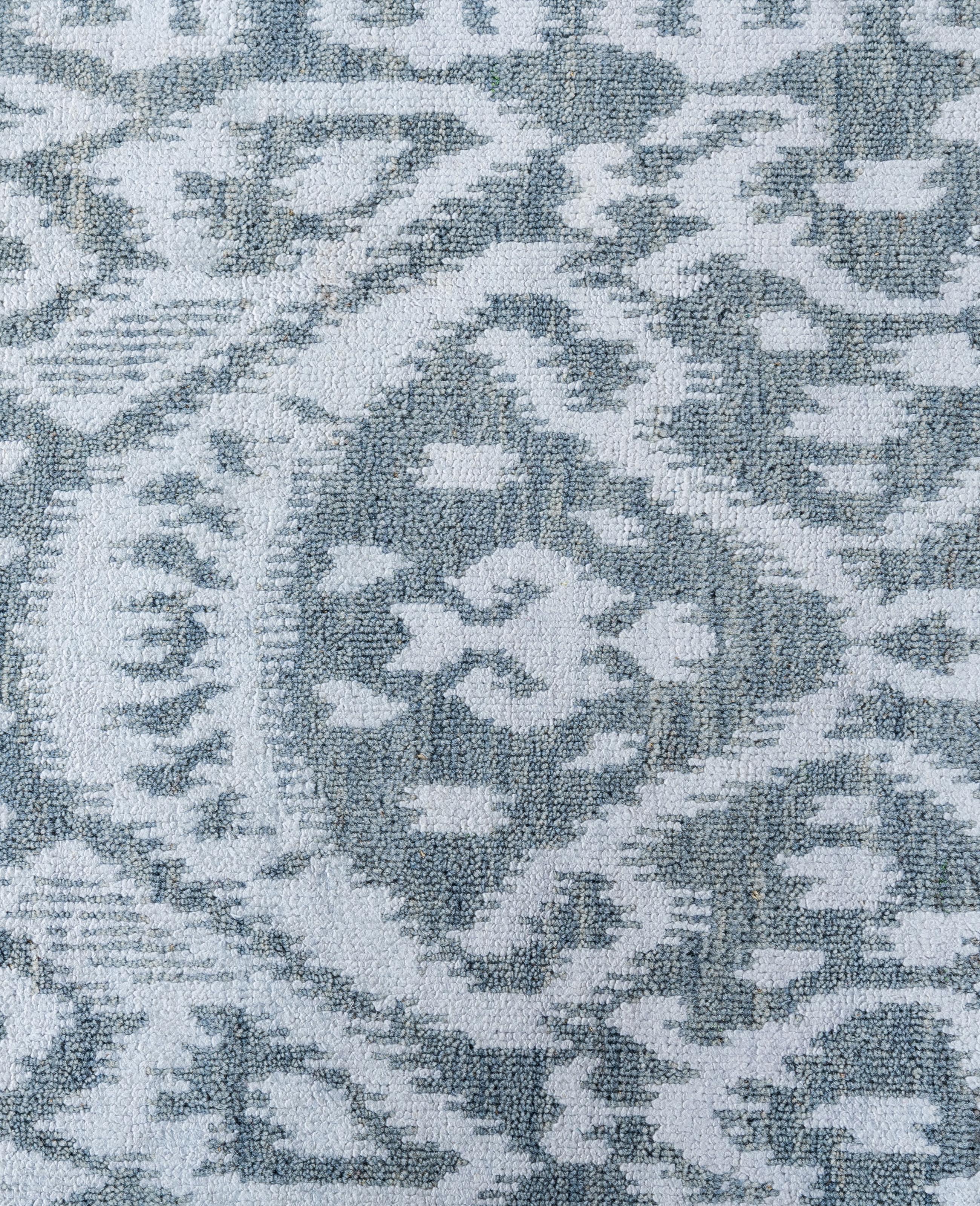 Indien Tapis traditionnel gris noué à la main en laine et soie 9' 1
