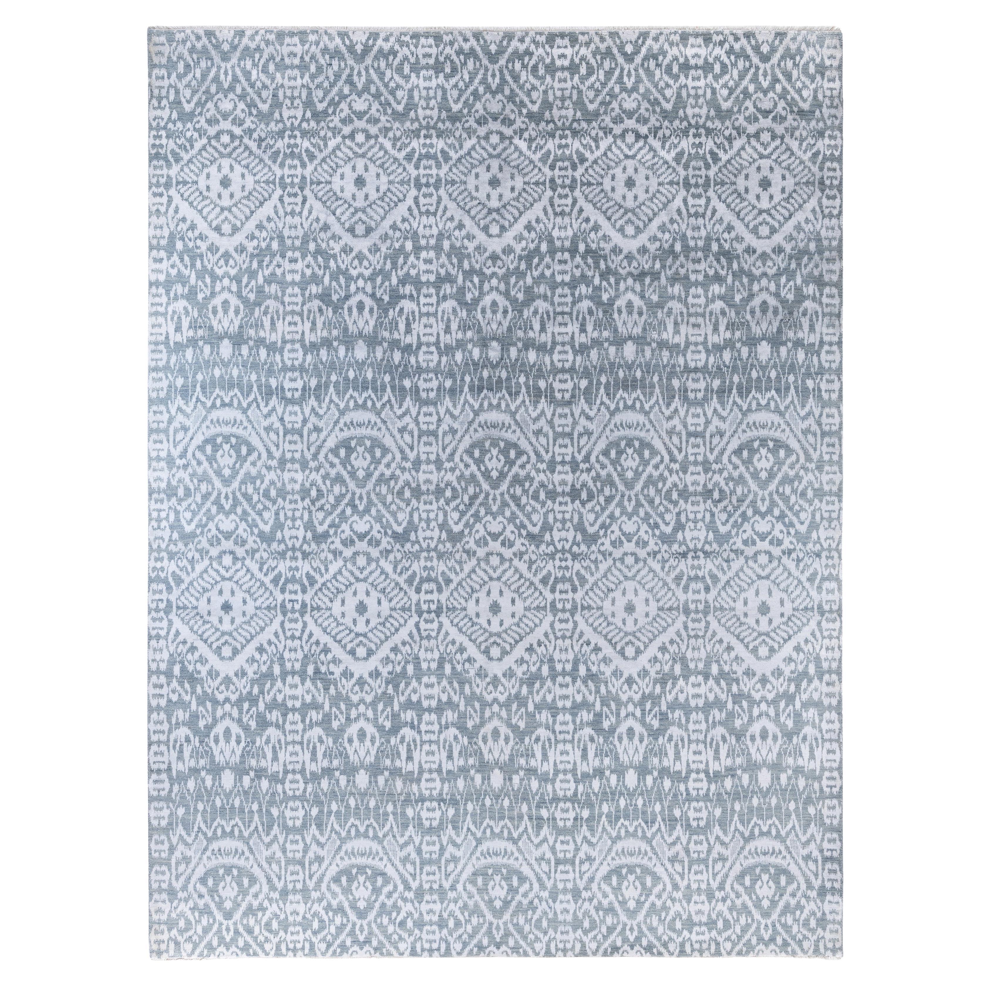 Traditional Floral Wool, Silk Hand Knotted Gray Area Rug 9' 1" x 12' 0"