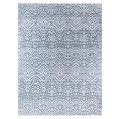 Traditional Floral Wool, Silk Hand Knotted Gray Area Rug 9' 1" x 12' 0"