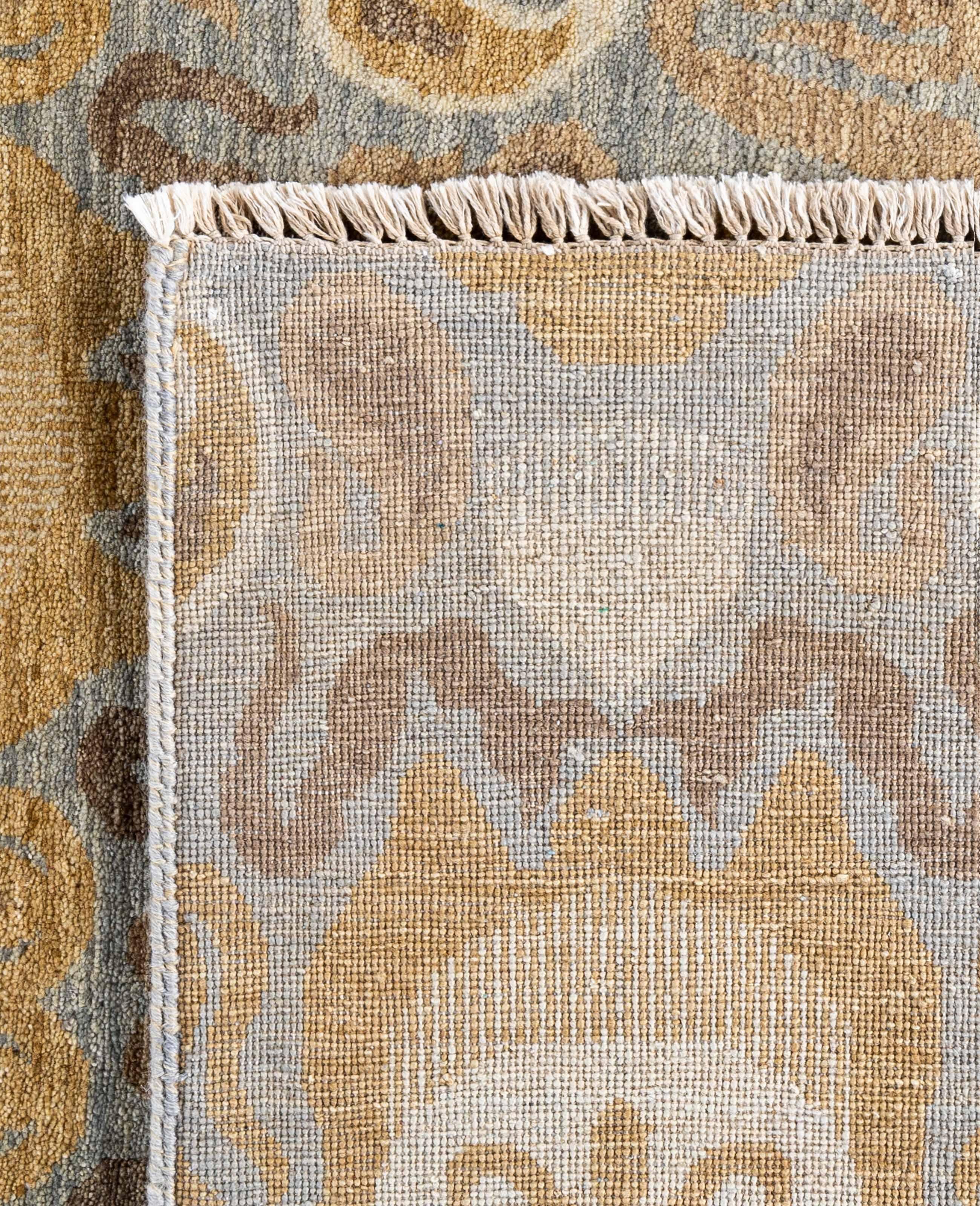 Traditional Floral Wool, Silk Hand Knotted Gray Area Rug 9' 2