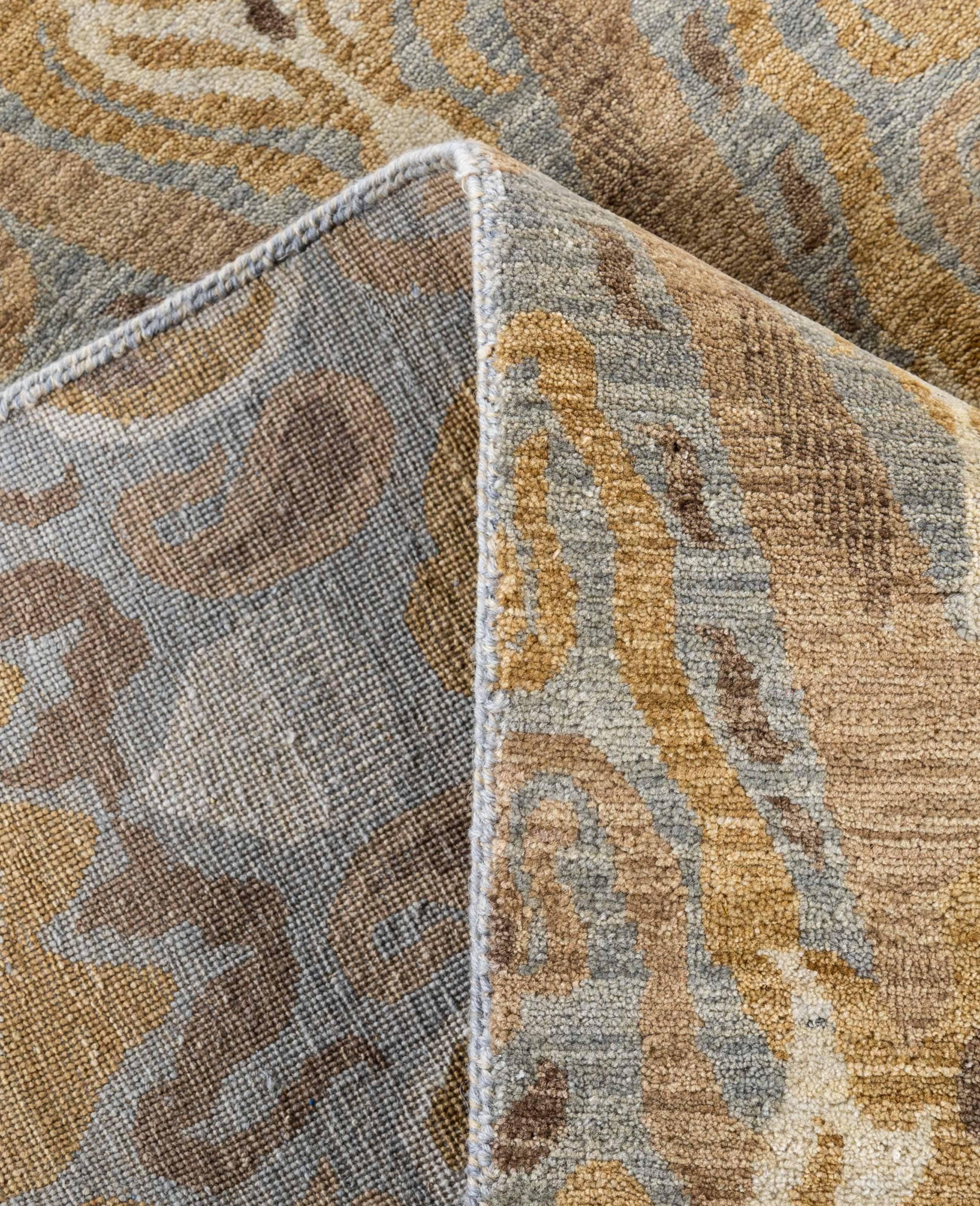 Contemporary Traditional Floral Wool, Silk Hand Knotted Gray Area Rug 9' 2