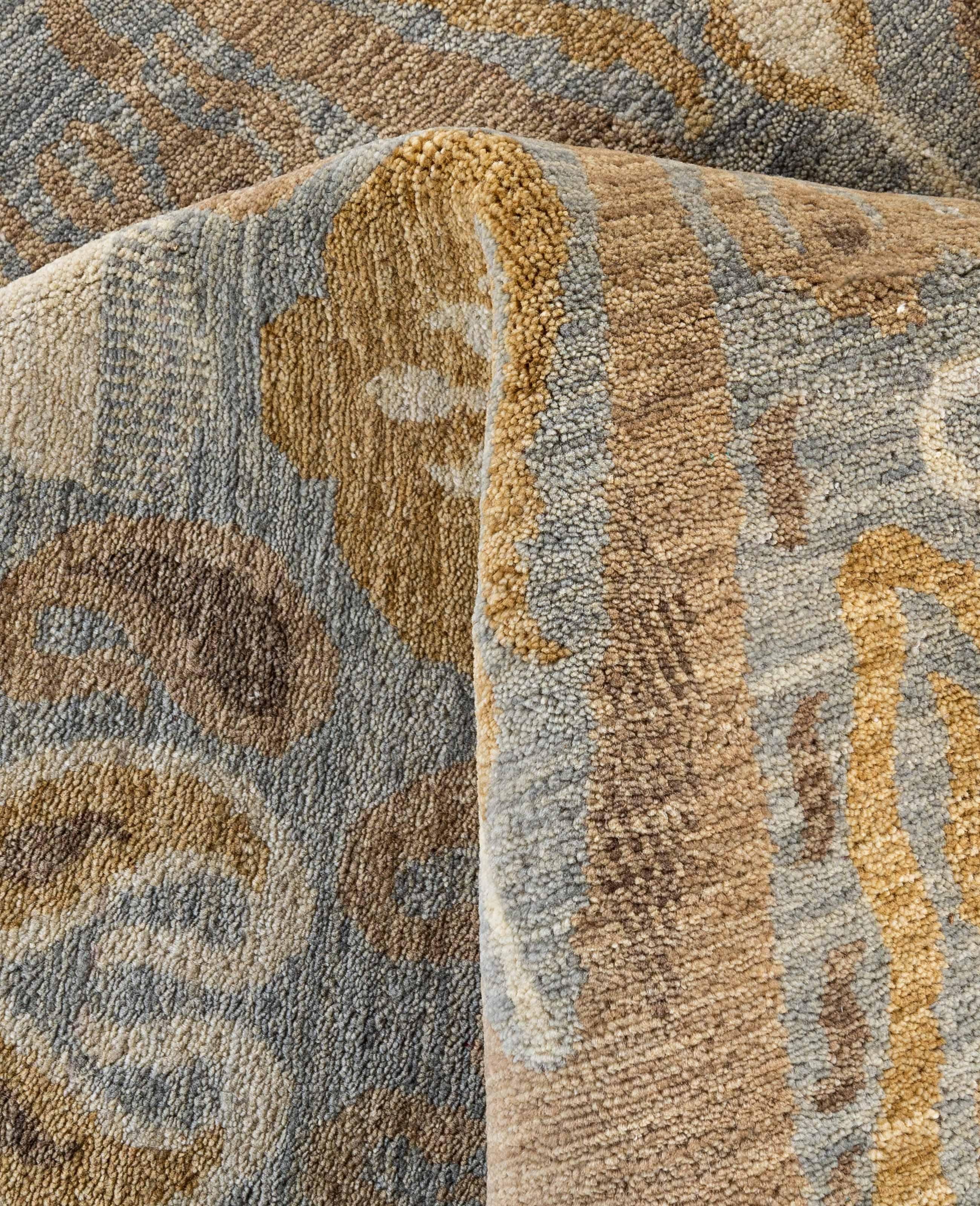 Traditional Floral Wool, Silk Hand Knotted Gray Area Rug 9' 2
