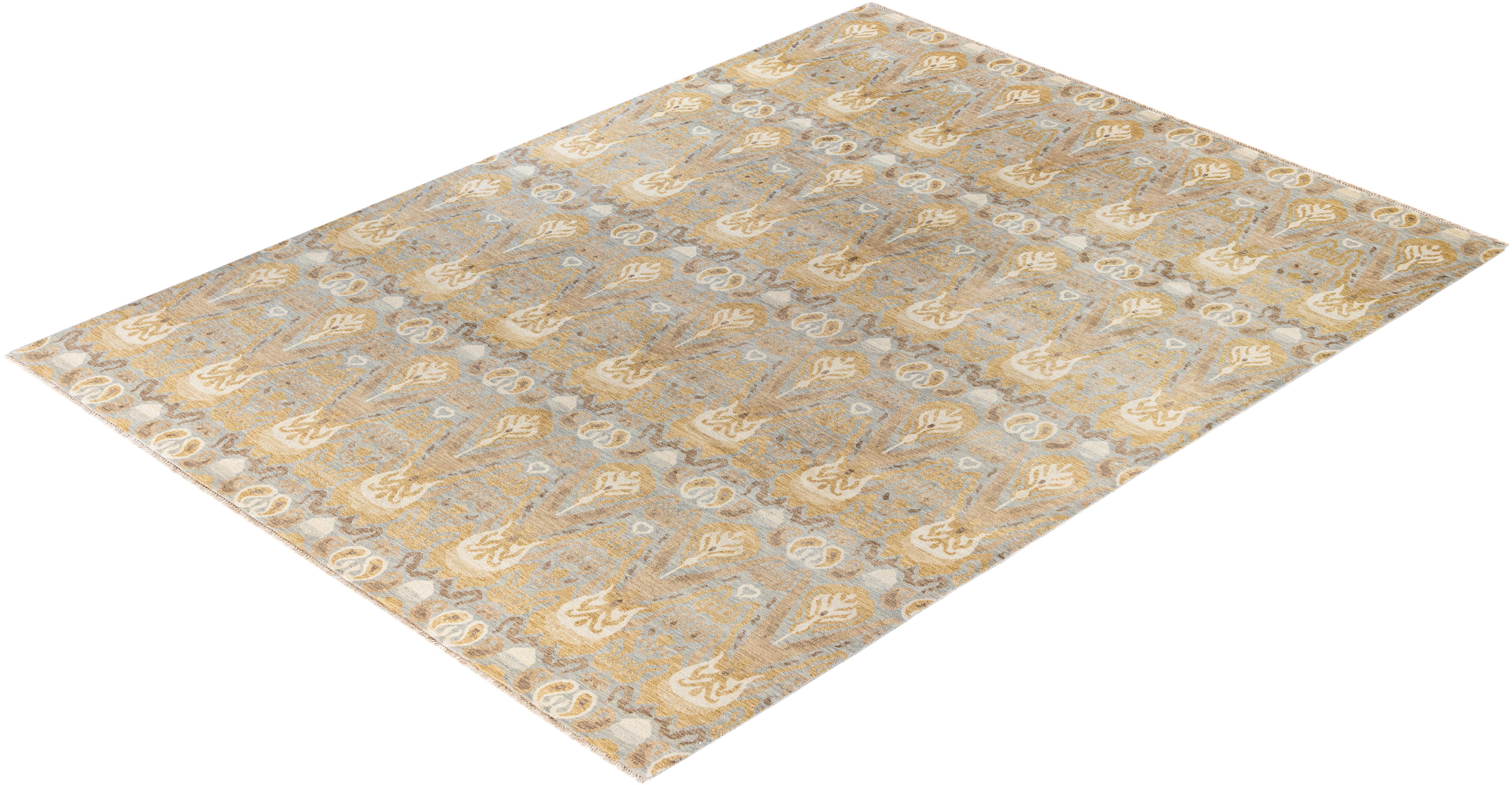 Traditional Floral Wool, Silk Hand Knotted Gray Area Rug 9' 2