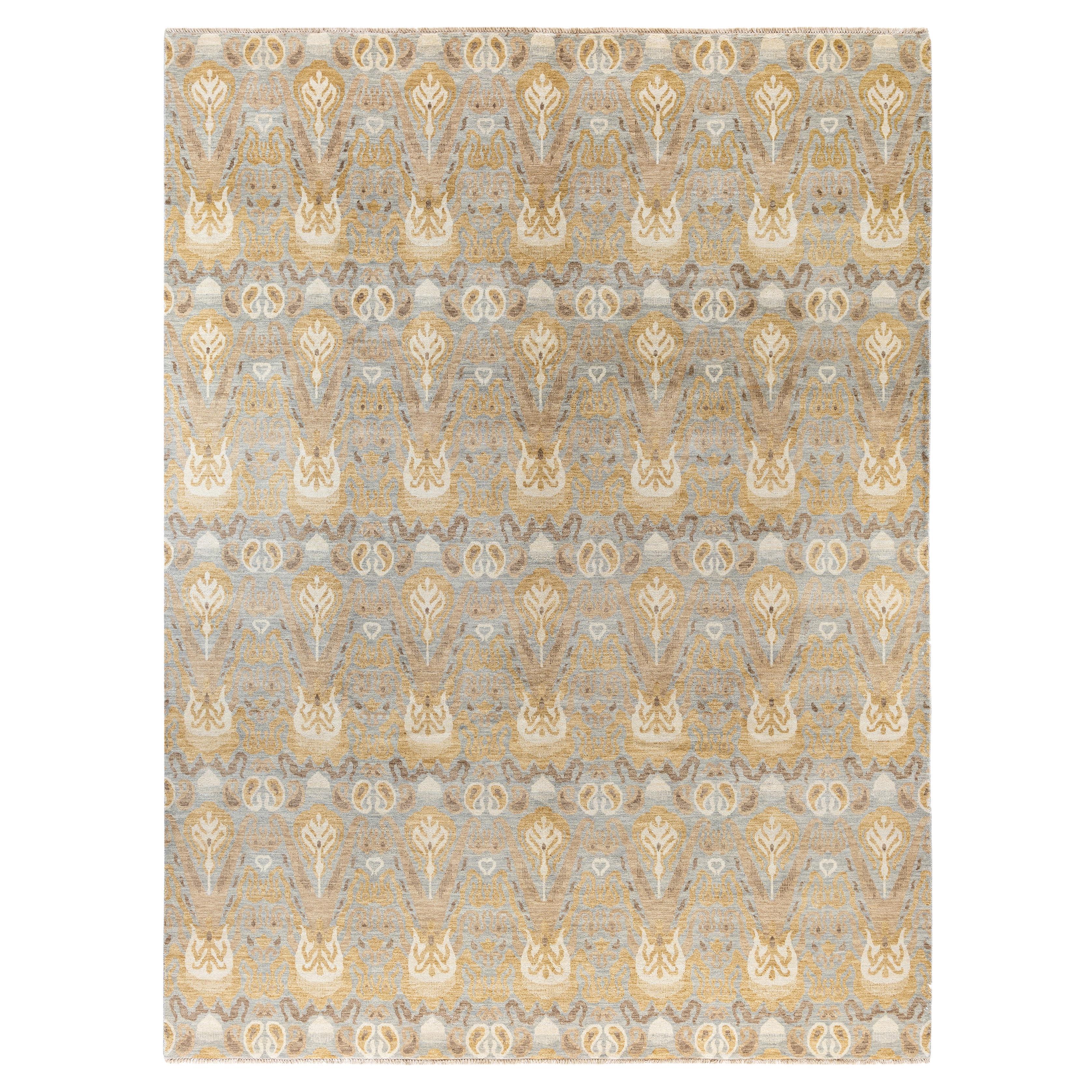Traditional Floral Wool, Silk Hand Knotted Gray Area Rug 9' 2" x 12' 2"