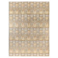 Traditional Floral Wool, Silk Hand Knotted Gray Area Rug 9' 2" x 12' 2"