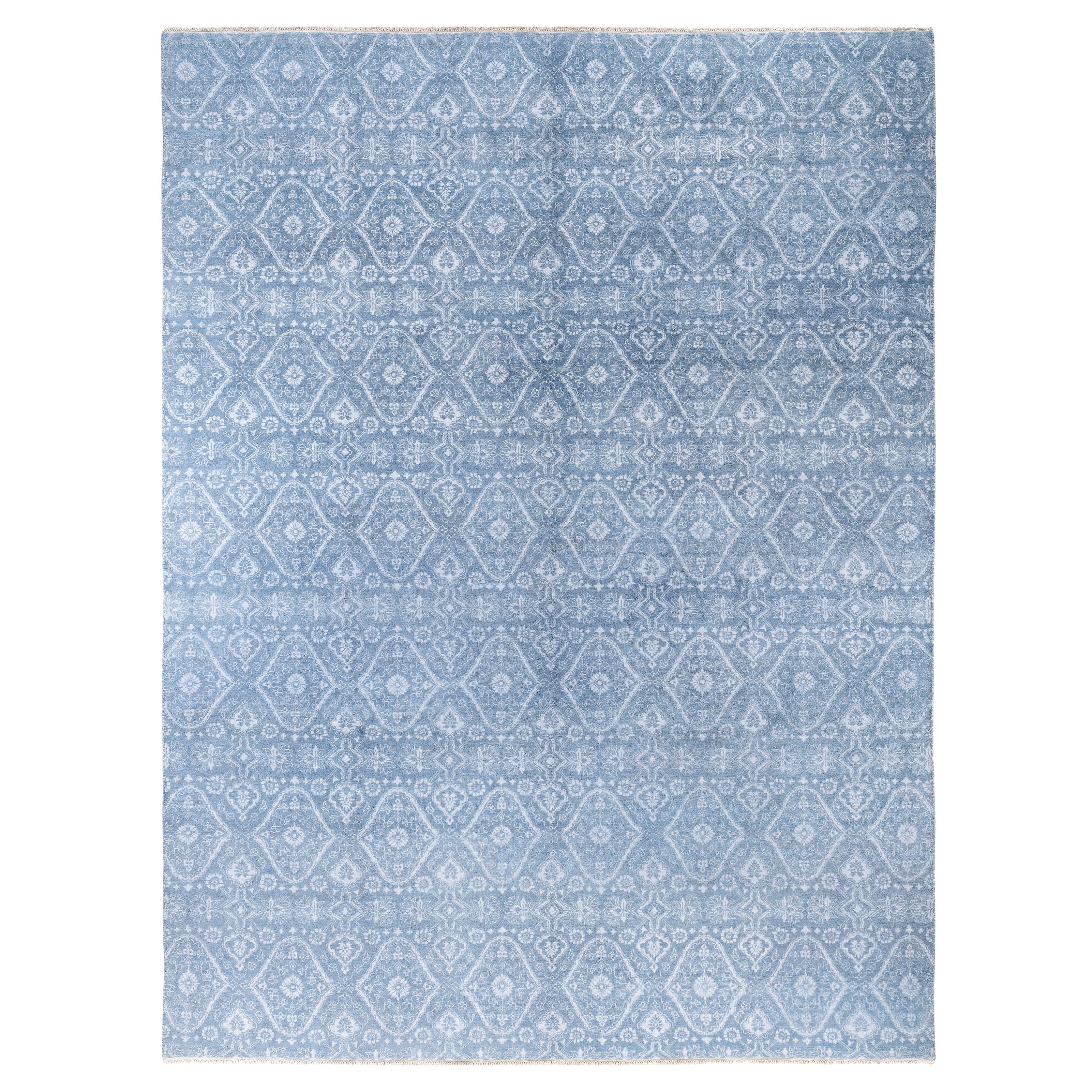 Traditional Floral Wool, Silk Hand Knotted Gray Area Rug 9' 2" x 12' 3"