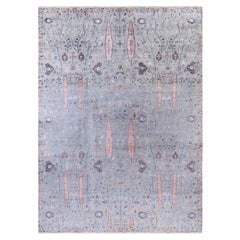 Traditional Floral Wool, Silk Hand Knotted Gray Area Rug 9' 3" x 12' 5"