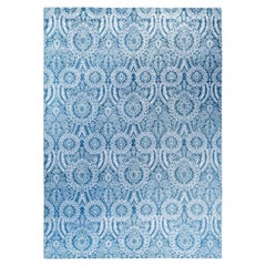 Tapis traditionnel vert noué à la main en laine et soie 9' 0" x 12' 2"