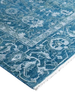 Traditional Floral Wool, Silk Hand Knotted Green Area Rug 9' 1" x 12' 1"