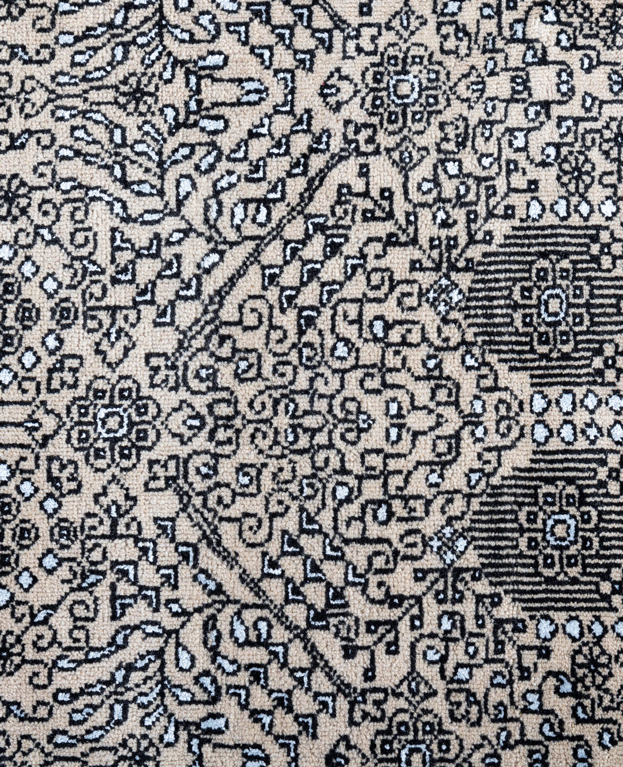 Indian Traditional Floral Wool, Silk Hand Knotted Ivory Area Rug 9' 0