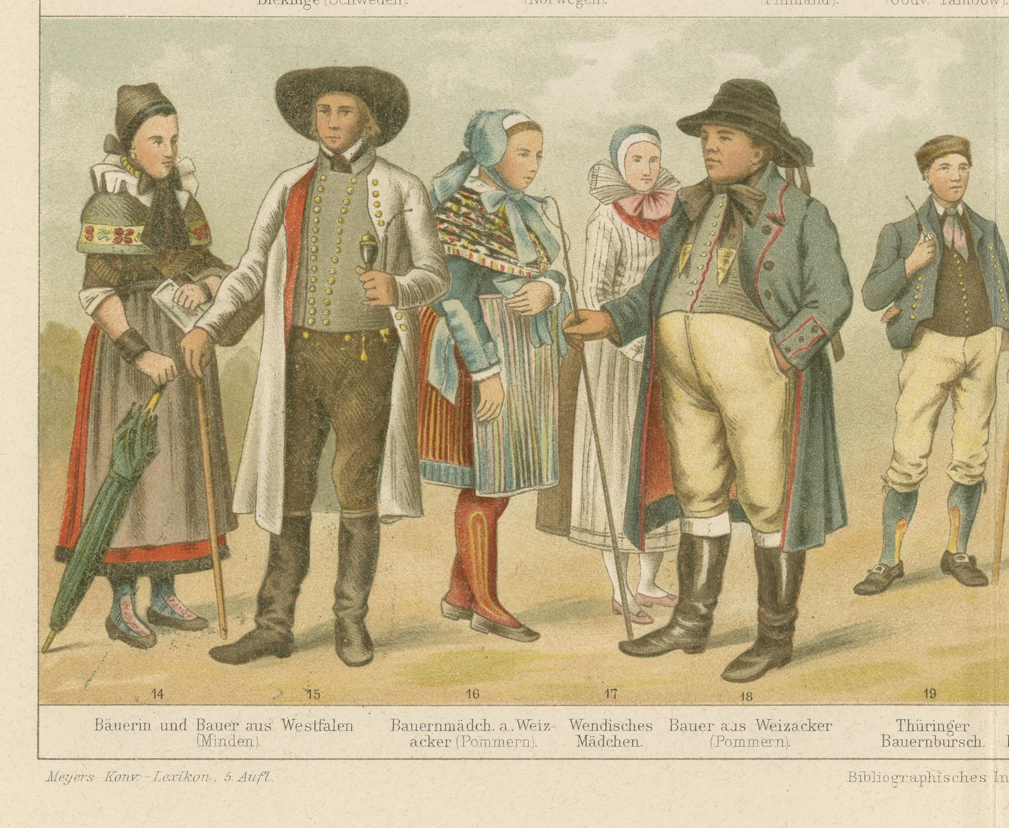 Trajes populares tradicionales de Europa - De Volkstrachten I. c. 1890 en Bueno estado para la venta en Langweer, NL