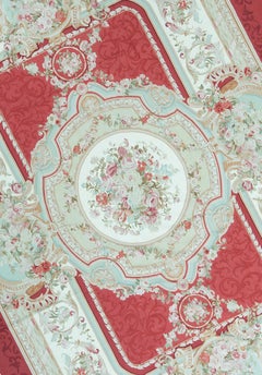 Lusso tradizionale francese in stile Aubusson a trama piatta rosso / avorio