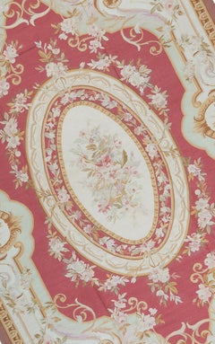 Luxury Traditional French Aubusson Style Flat-Weave Red / Beige