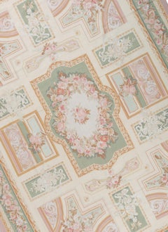 Luxury Traditional French Aubusson Style Flat-Weave Beige / Green