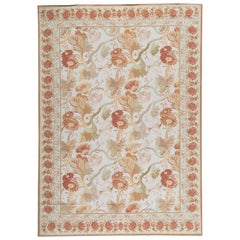 Luxury Traditional French Aubusson Style Flat-Weave Ivory
