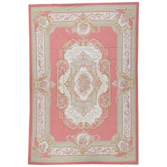 Luxury Traditional French Aubusson Style Flat-Weave Rose / Ivory