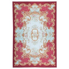 Luxury Traditional French Aubusson Style Flat-Weave Ivory / Red