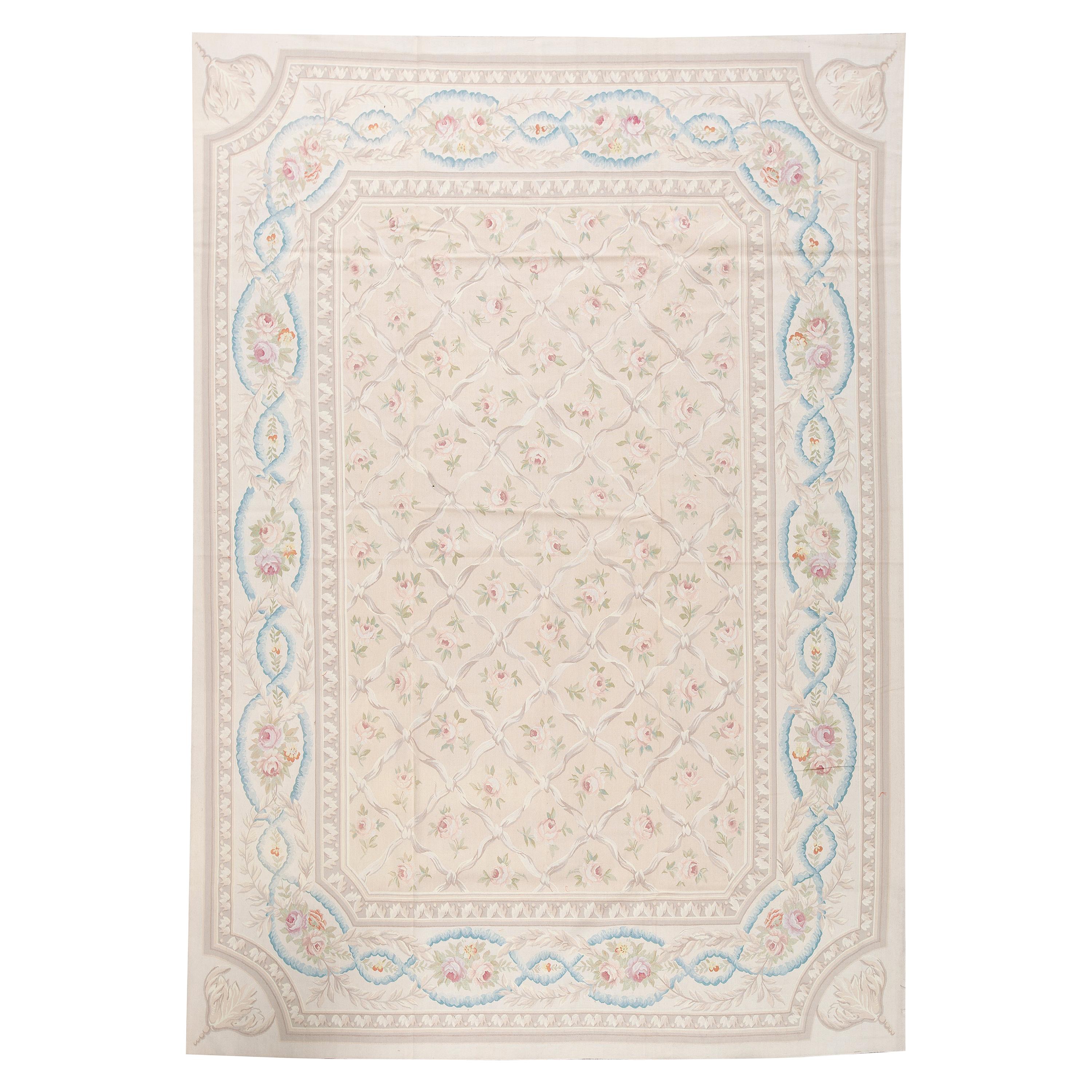 Luxury Traditional French Aubusson Style Flat-Weave Beige / Beige
