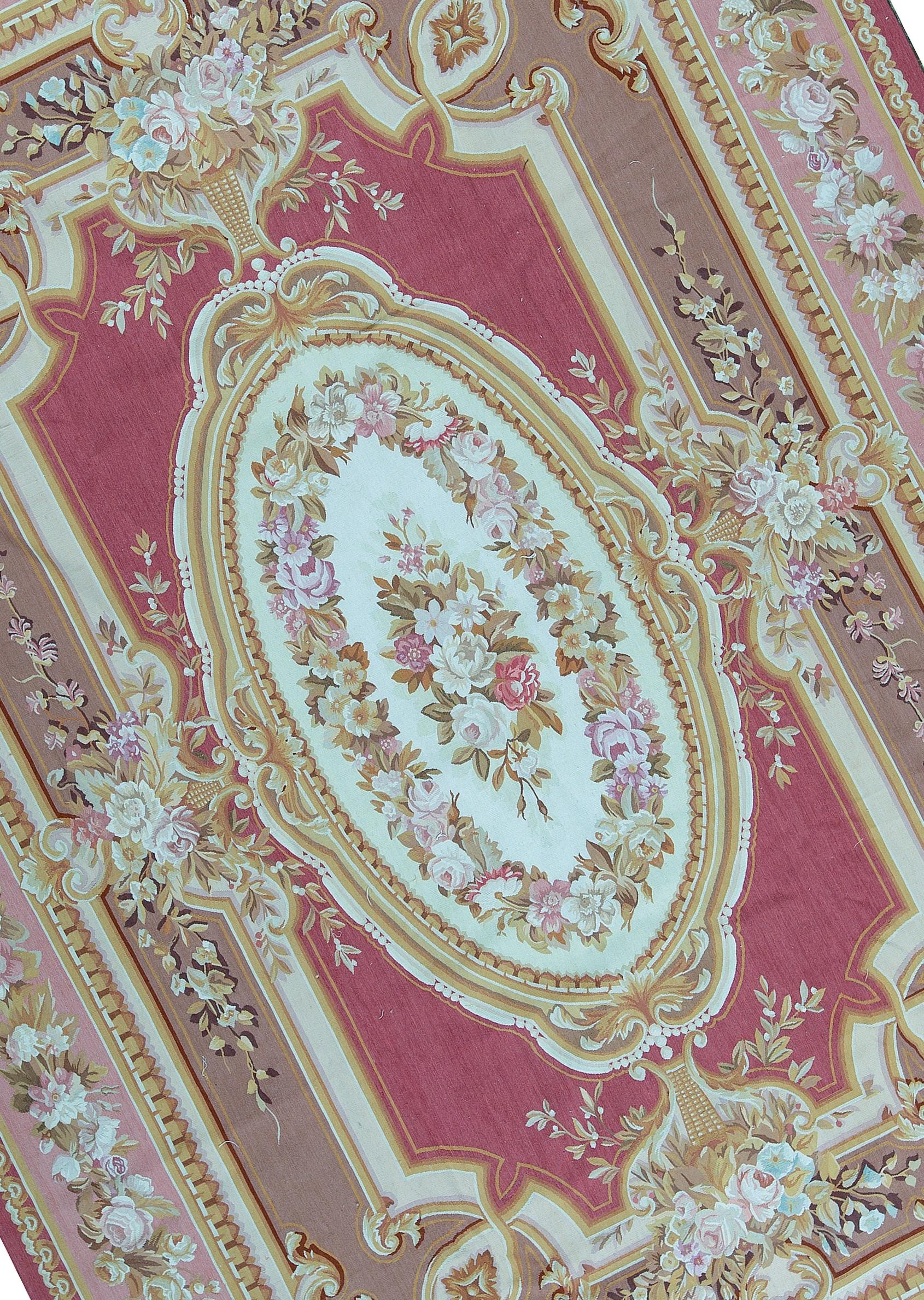 Handwoven Recreation of the Classic French flat-weave Aubusson rugs that have been found in the finest homes and palaces since the late 17th century.