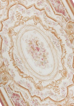 Tappeto tradizionale francese del XVII secolo a trama piatta in stile Aubusson