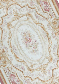 Tappeto tradizionale francese del XVII secolo a trama piatta in stile Aubusson