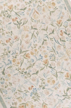 Traditional French Aubusson Style Flat-Weave Ivory / Ivory Rug