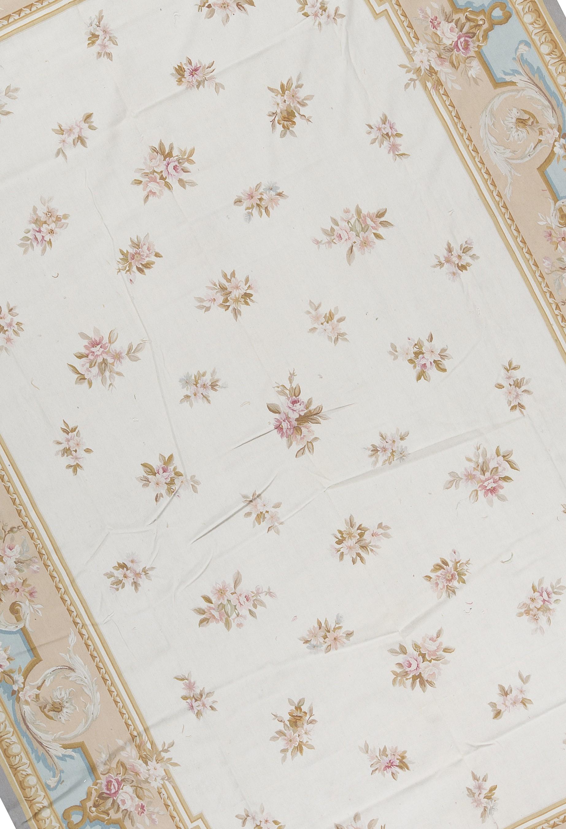 Handwoven recreation of the Classic French flat-weave Aubusson rugs that have been found in the finest homes and palaces since the late 17th century. Size: 10'10'' x 16'1''.