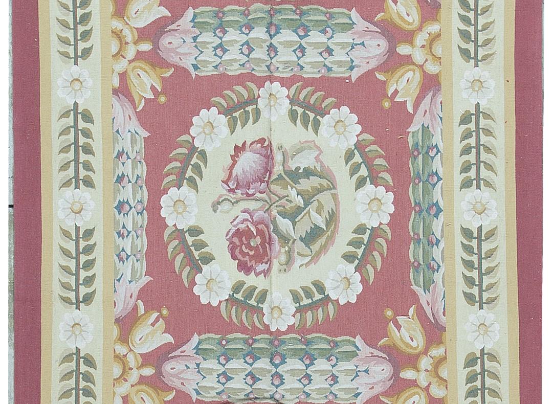 Handwoven recreation of the Classic French flat-weave Aubusson rugs that have been found in the finest homes and palaces since the late 17th century. Size: 4' x 16'.